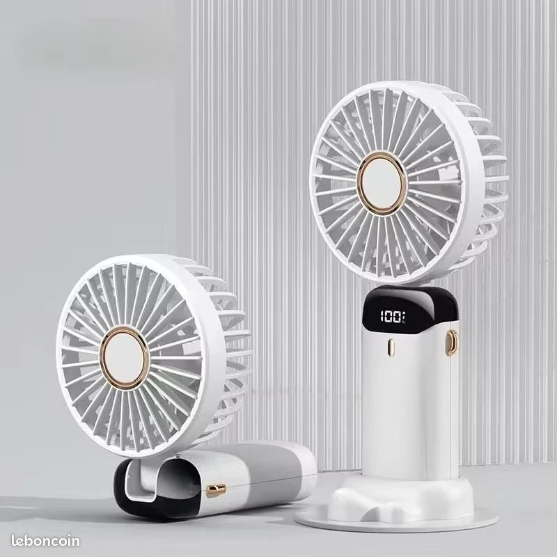 Mini ventilateur de cou portable avec support de téléphone et écran d'affichage