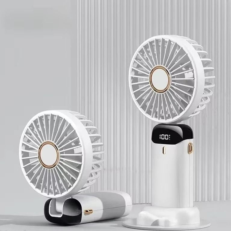 Mini ventilateur de cou portable avec support de téléphone et écran d'affichage
