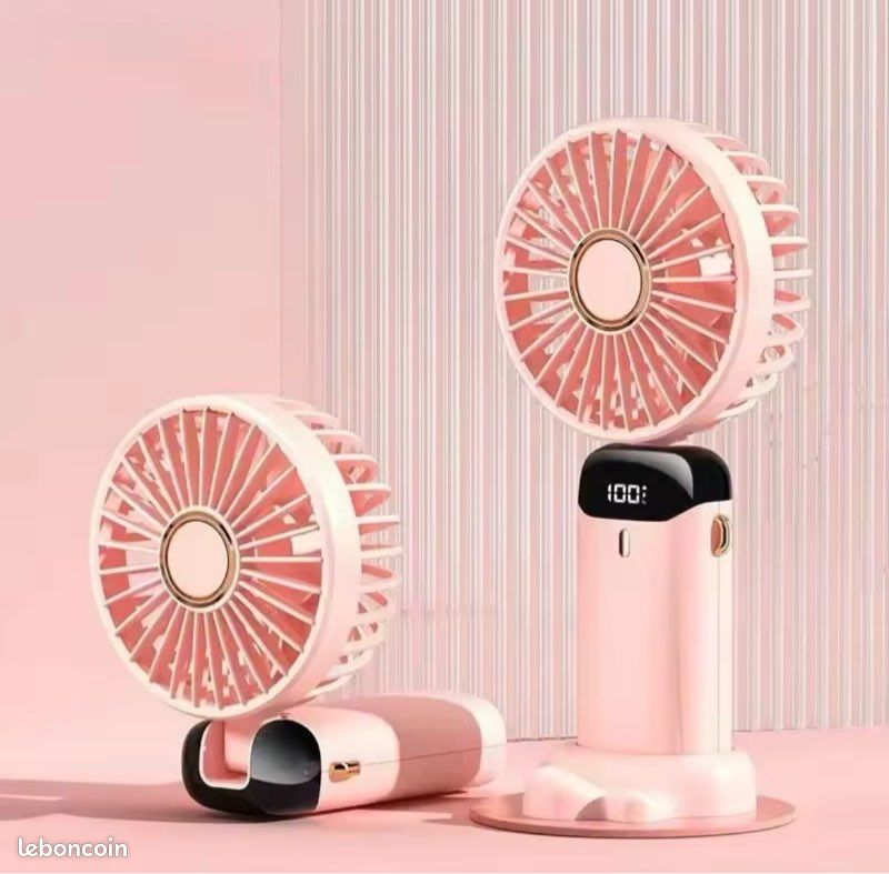 Mini ventilateur de cou portable avec support de téléphone et écran d'affichage