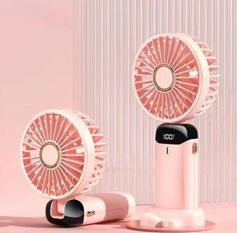 Mini ventilateur de cou portable avec support de téléphone et écran d'affichage