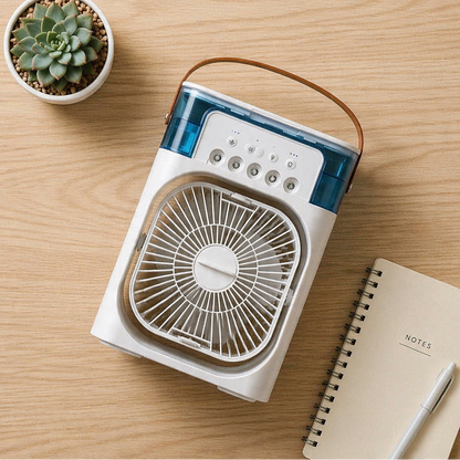 Climatiseur Portable 3-en-1 – Ventilateur, Humidificateur & Veilleuse LED | Refroidissement Rapide