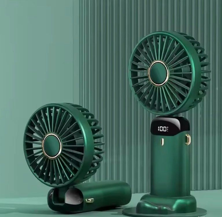 Mini ventilateur de cou portable avec support de téléphone et écran d'affichage