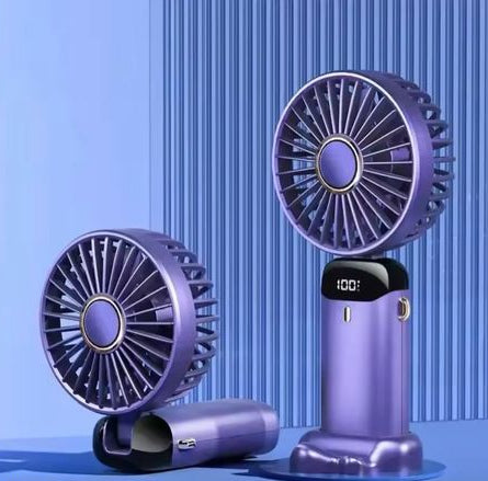 Mini ventilateur de cou portable avec support de téléphone et écran d'affichage